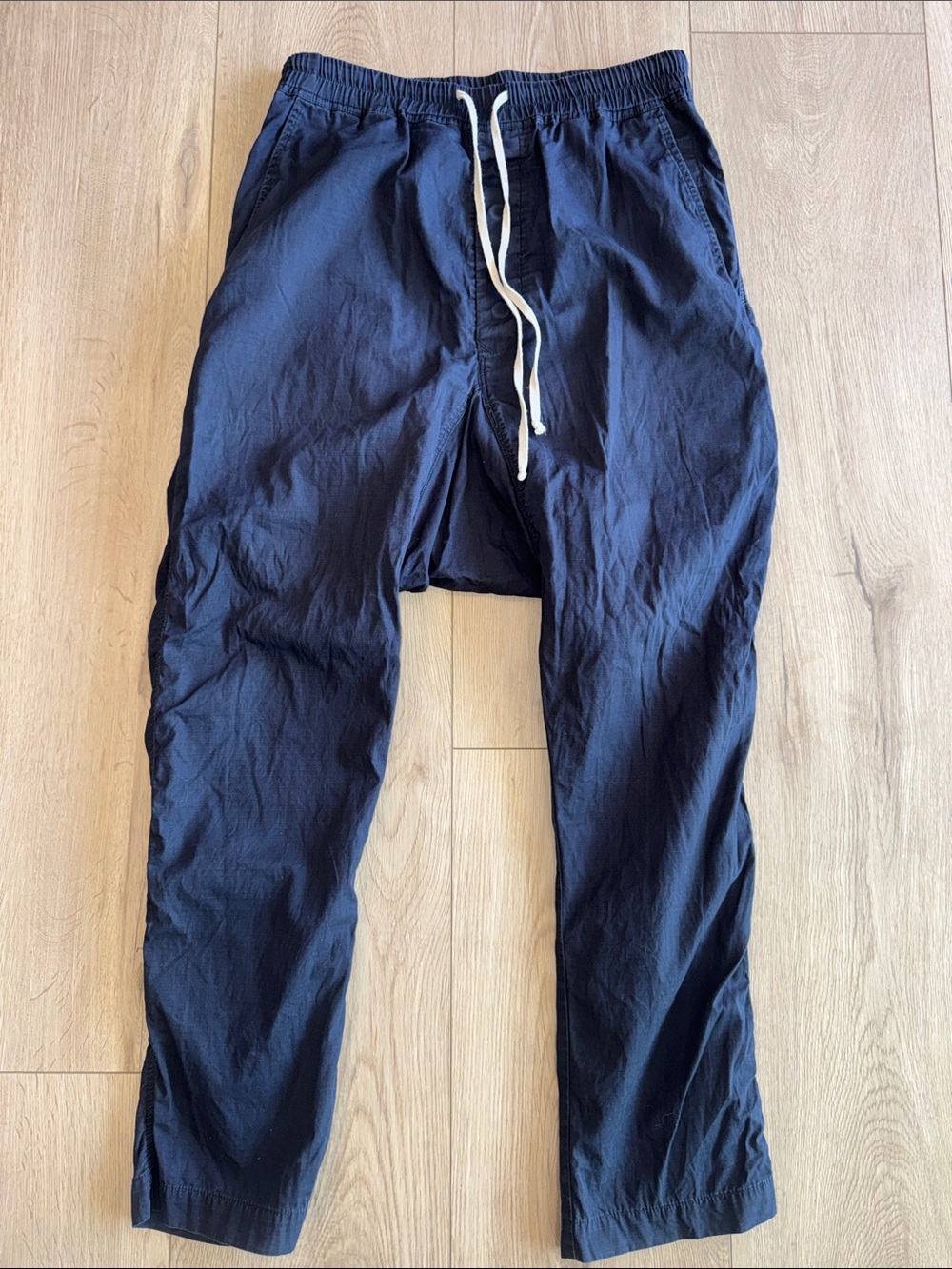 Rick Owens Navy Drawstring Pants